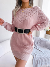 Load image into Gallery viewer, Openwork Boat Neck Sweater Dress
