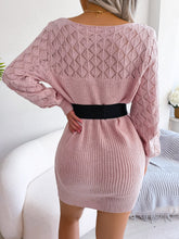 Load image into Gallery viewer, Openwork Boat Neck Sweater Dress
