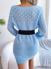 Load image into Gallery viewer, Openwork Boat Neck Sweater Dress
