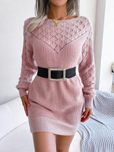Load image into Gallery viewer, Openwork Boat Neck Sweater Dress

